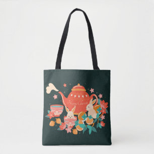 Chuseok Mid-Autumn Festival Teapot and Bunnies Tote Bag