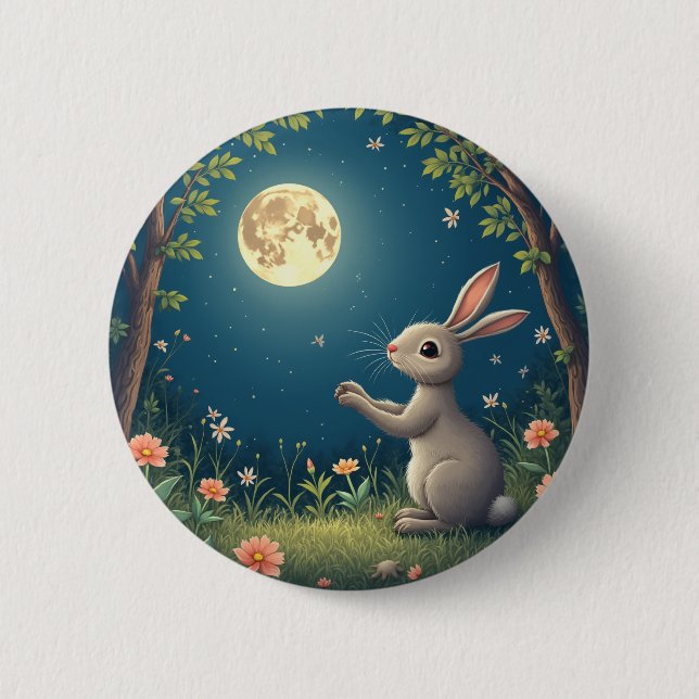chuseok rabbit 2 inch round button (Front)