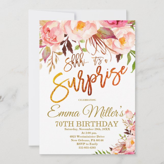 Chut c'est un Invitation d'anniversaire surprenant (Devant)