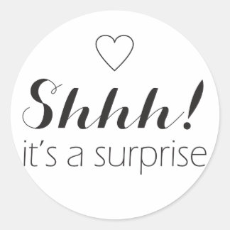 Chut c'est une surprise autocollants avec cœur