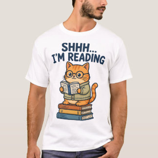 Chut ! Je lis - T-shirt de chat de bibliothécaire