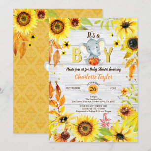 Chute bébé garçon douche invitation tournesol élép