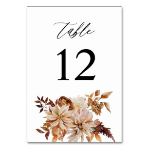 Chute Beige Floral Numéro de table