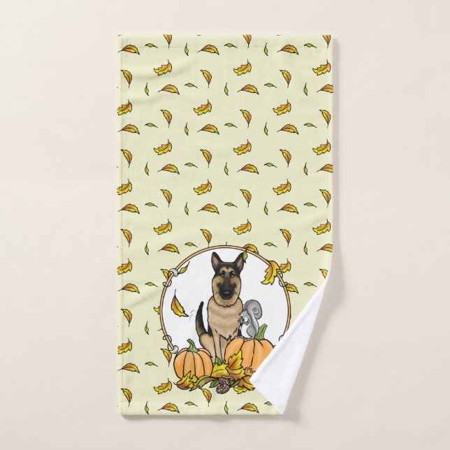 Chute berger allemand chien (tan noir) Citrouille  (Serviette à main)