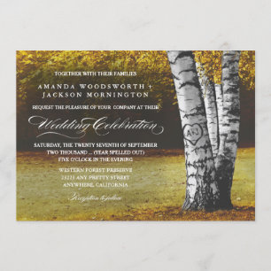 Chute Carved Coeur Birch Tree Invitations de maria