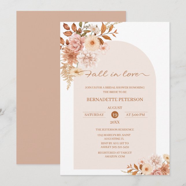 Chute d'amour Invitation de douche nuptiale (Devant / Derrière)