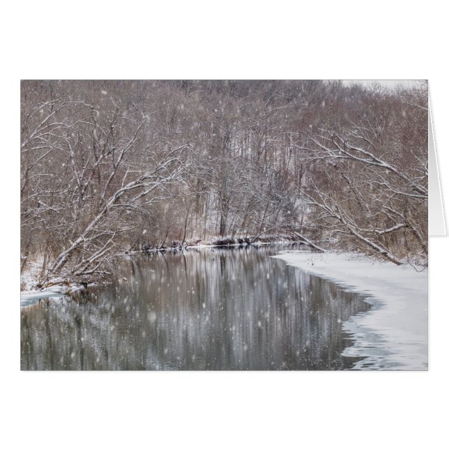 Chute de neige au-dessus de la carte de voeux de F (Devant horizontal)