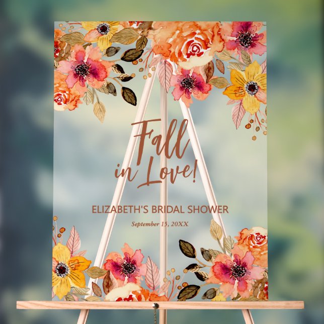 Chute en amour Fête des mariées florale Bienvenue (Neutre)
