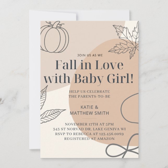 Chute en amour - Invitation Baby shower (Devant)