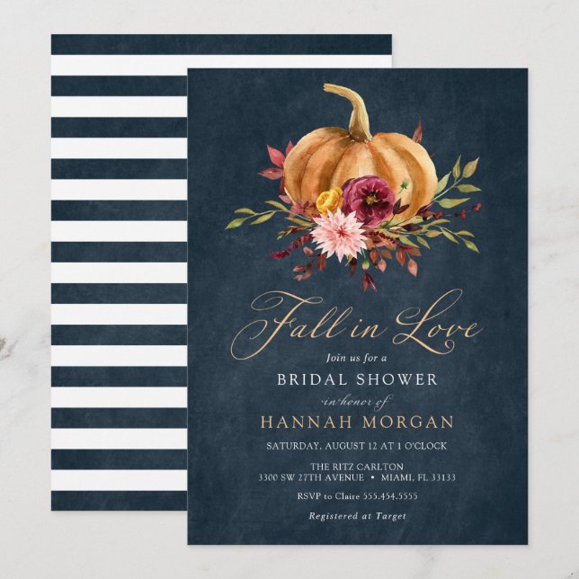 Chute en Amour Invitation de la douche nuptiale (Devant / Derrière)