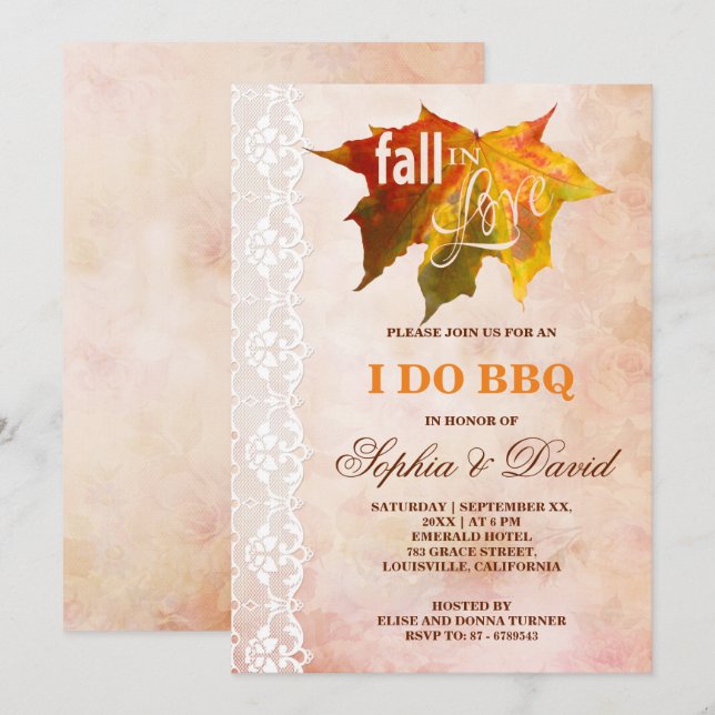 Chute en amour Mariage I DO BBQ Invitation (Devant / Derrière)