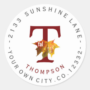 Chute en amour Monogramme Étiquette de adresse cir