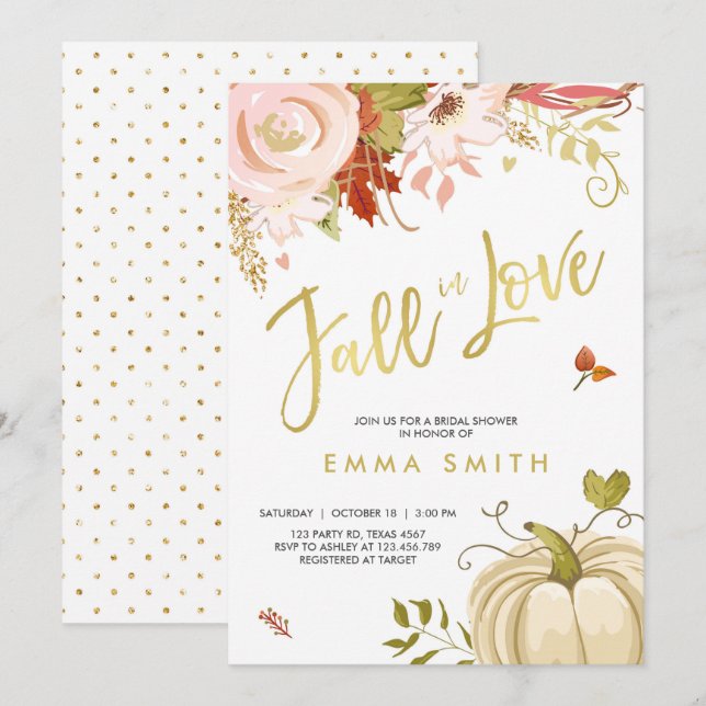 Chute en Amour Nuptiale invitation Bébé Automne (Devant / Derrière)