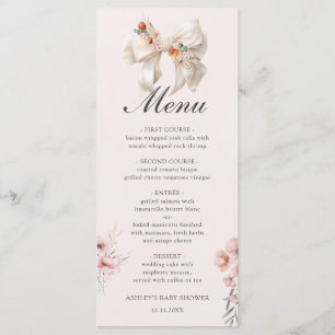 Chute en Love Bow Floral Baby shower Menu