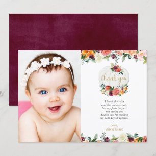 Chute floral bordeaux blanc citrouille carte de re