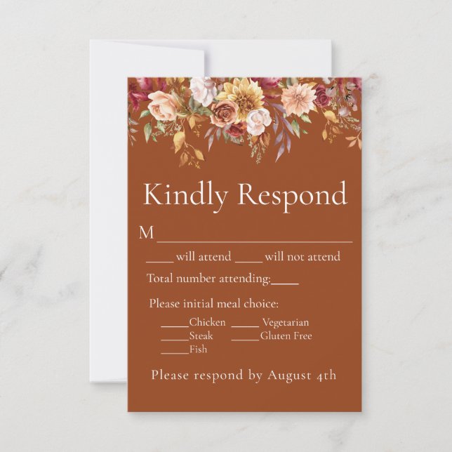 Chute Foliage Floral Terracotta Mariage RSVP (Devant)