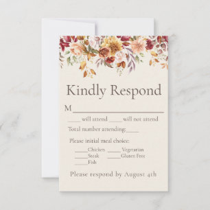 Chute Folial ivoire Floral Réponse du Mariage RSVP