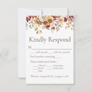 Chute Folial Mariage réponse carte RSVP