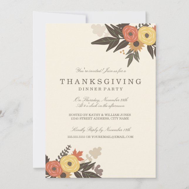 Chute Foliing Thanksgiving Dîner Invitation (Devant)