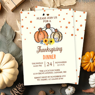 Chute Fumpkin Thankgiving Dîner de fête Invitation