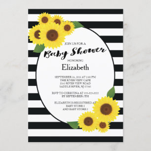 Chute moderne Sunflower Baby Shower Invitations