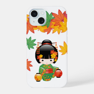 Chute Poupée Kokeshi - Green Kimono Geisha Girl