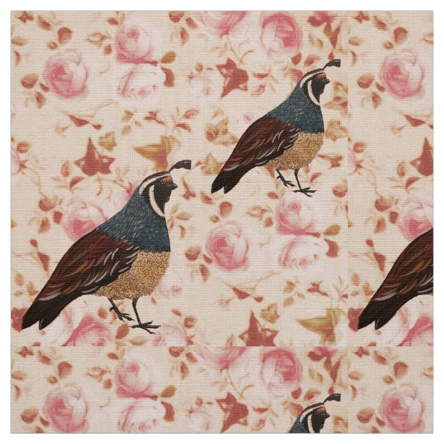 Chute Quail sur Tissu Chintz (Échantillon)