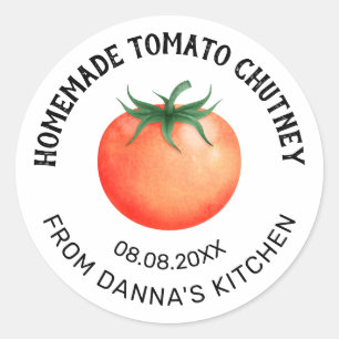 Chutney de tomate confit étiquette avec tomate rou
