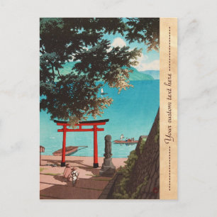 Chuzenji Temple at Utagahama Beach Hasui Kawase Postcard
