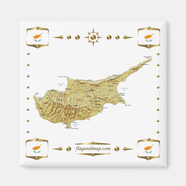 Chypre Carte + Indicateurs Magnet (Devant)