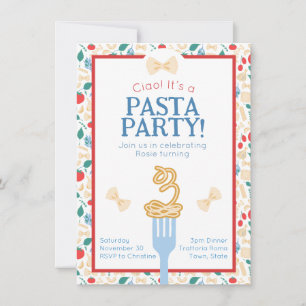 Ciao 3rd Birthday Pasta Party Italian Bow Invitation