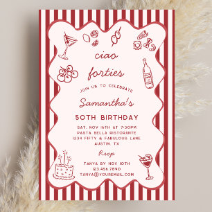 Ciao 40s Italian Pasta Dinner Party 50th Birthday Invitation