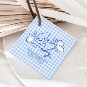 Ciao Baby Amalfi Lemon Blue Gingham Baby Shower Favour Tags