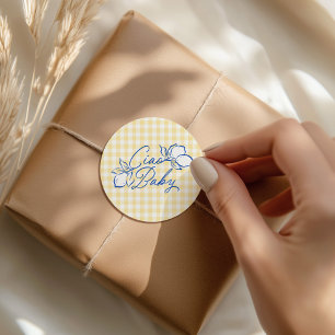 Ciao Baby Amalfi Lemon Blue & Yellow Baby Shower Classic Round Sticker