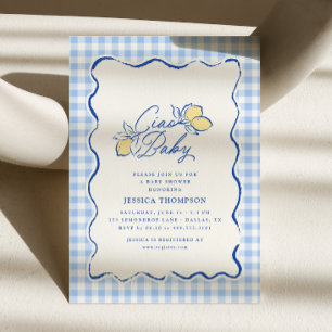 Ciao Baby Amalfi Lemon Blue & Yellow Baby Shower Invitation