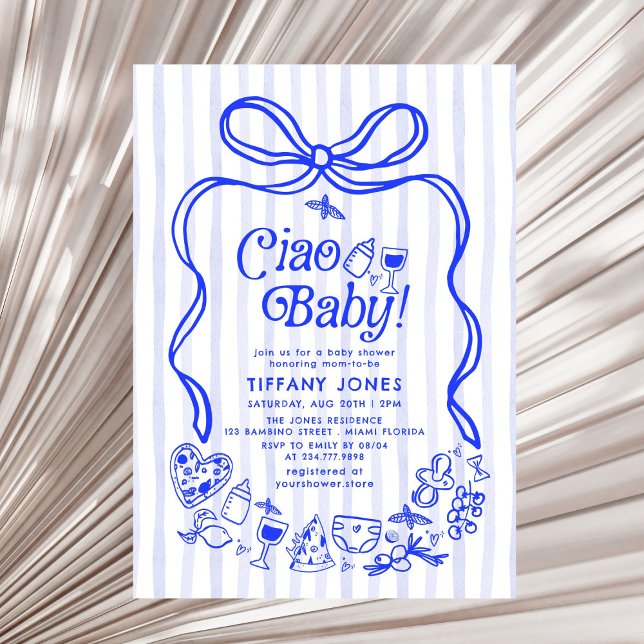 Ciao Baby Blue Italian Lemons Baby Shower Invitation (Creator Uploaded)