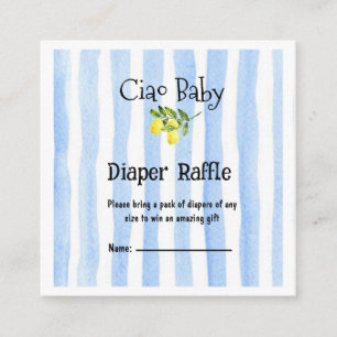 Ciao Baby Blue Stripes Lemon Diaper Raffle  Enclosure Card