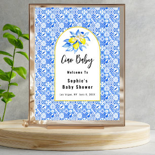 Ciao Baby, Carreaux Bleus Et Citrons Affiche de bi