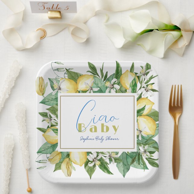 Ciao Baby Citrus Lemon Baby Shower Paper Plate (Wedding)