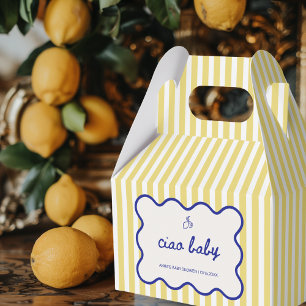 Ciao Baby Hand Drawn Blue & Yellow Baby Shower Favor Box