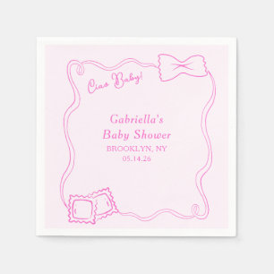 Ciao Baby Hand Drawn Pasta Italian Baby Shower Napkin