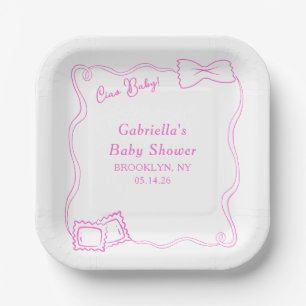 Ciao Baby Hand Drawn Pasta Italian Baby Shower Paper Plate