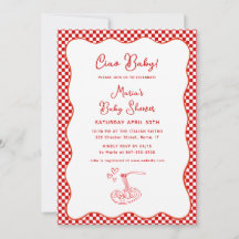 Ciao Baby! Italian Baby Shower Red Chequered Pasta