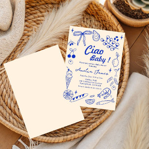Ciao Baby Italian Hand drawn Doodle Baby shower Invitation