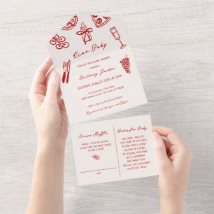 Ciao Baby Italian Pizza Baby Shower All In One Invitation