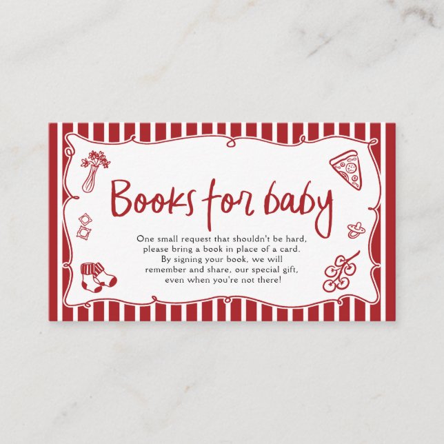 Ciao Baby Italian Pizza Baby Shower Books For Baby Enclosure Card (Front)