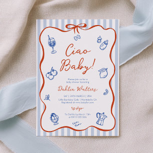 Ciao Baby Italian Red Blue Baby Shower Invitation