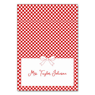 Ciao Baby! Italian Red Gingham Bow Place Card