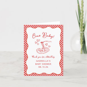 Ciao Baby! Italian Red Pasta Baby Shower Thank You Card