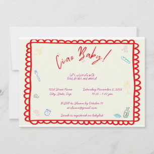 Ciao Baby Italien Thème Douche Invitation